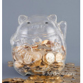 Boîte de banque de piggy animale de chat transparente personnalisée
